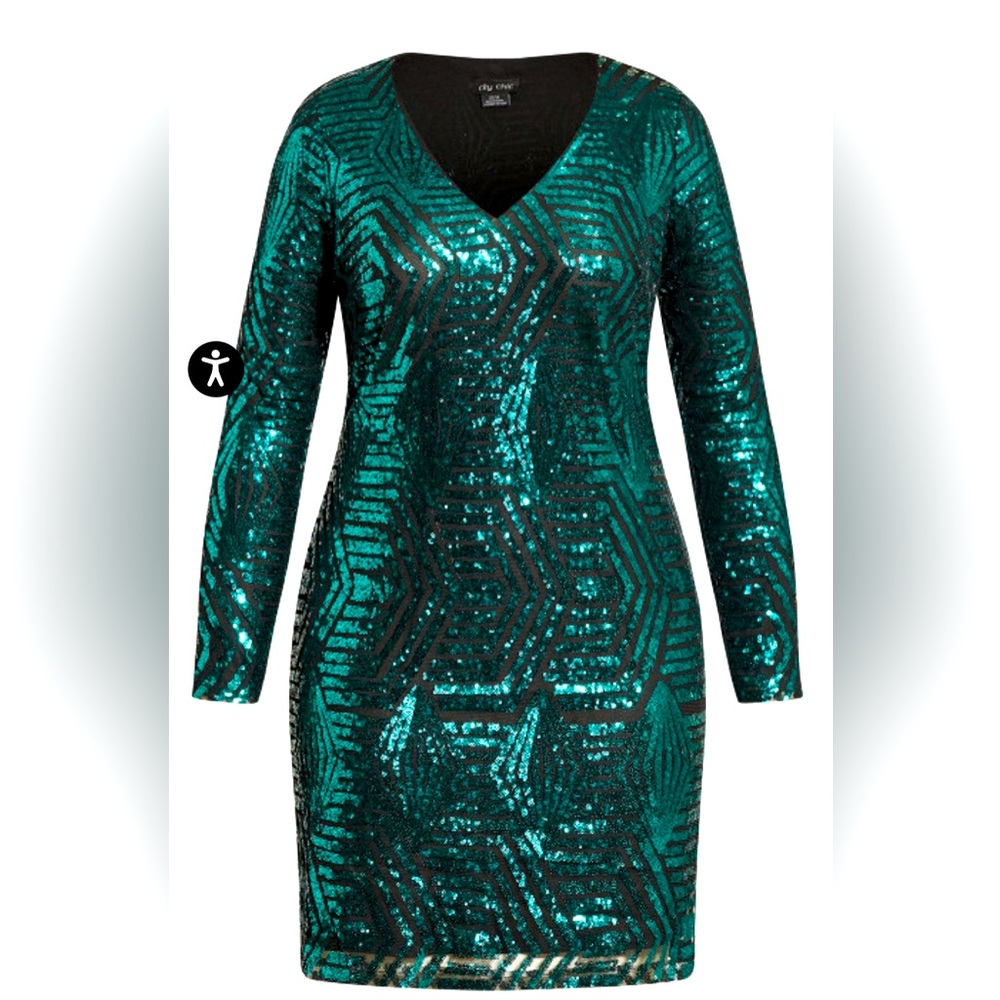 ✨ City Chic Bright Lights Dress - emerald✨Worn once, in perfect condition!
